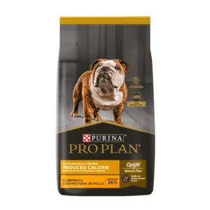 "Purina® Pro Plan® Reduced Calorie Razas Medianas con OptiFit® proporciona nutrición con tecnología de vanguardia para el manejo de un peso saludable. Fórmula de vanguardia que ayuda a lograr un peso corporal ideal, facilita la pérdida de peso en forma sana y protege a largo plazo la salud general. Un peso corporal saludable y una condición corporal magra son de vital importancia para mejorar la salud y aumentar la longevidad de tu perro. Beneficios Promueve un peso corporal ideal: Contiene antioxidantes naturales ayuda a reducir la grasa acumulada por medio de la estimulación natural del metabolismo, manteniendo de esta manera un peso saludable a largo plazo. Facilita una pérdida de peso saludable: Posee un 20% menos de calorías que un alimento de mantenimiento para perros adultos (PRO PLAN® Adult Complete con Optilife), así como un alto contenido en proteína que ayudan a mantener la misma masa muscular del perro al mismo tiempo que se reduce su grasa corporal, obteniendo así una conformación corporal ideal. Protege su salud ahora y siempre: Incluye antioxidantes naturales que ayudan a reducir el estrés oxidativo que se produce a consecuencia del sobrepeso. Dicho estrés oxidativo produce daño en las membranas celulares, lo cual se traduce en un envejecimiento acelerado y problemas a nivel cardiovascular y articular. PURINA® PRO PLAN® Reduced Calorie Razas Medianas con Optifit, aporta antioxidantes para promover una vida larga y saludable. "